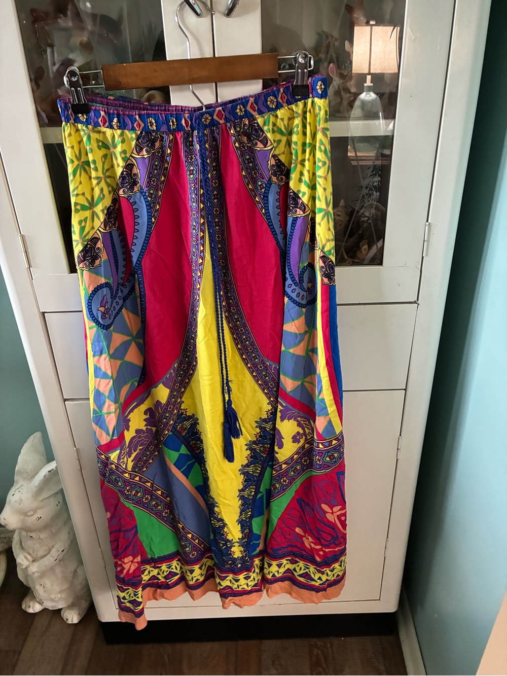 Flying Tomato Bright Multi-Print Boho Maxi Skirt sz M euc
